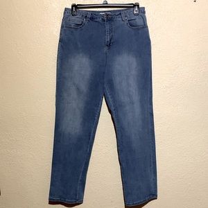 Angel Premium Jeans Pants 14 Blue Medium Wash Straight High Rise Stretchy Cotton
